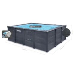 Piscine Tubulaire Rectangulaire Intex Graphite 4 X 3 X 1,24 M -Raviday Piscine 26396gn piscine tubulaire rectangulaire intex graphite 4 3 1 24 m dimensions
