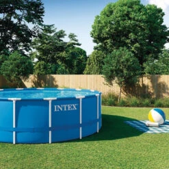 Kit Piscine Tubulaire Ronde Intex Metal Frame 4,57 X 1,22 M -Raviday Piscine 28242np6 kit piscine metalframe pool 457 122 m intex ambiance 2