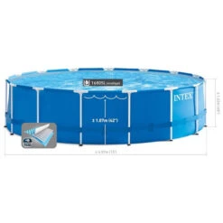 Kit Piscine Tubulaire Ronde Intex Metal Frame 4,57 X 1,22 M -Raviday Piscine 28242np6 kit piscine metalframe pool 457 122 m intex dimensions