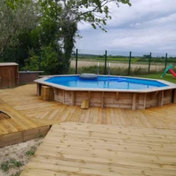 Piscine En Bois Octogonale Ubbink Océa 4,30 X 1,20 M - Liner Bleu -Raviday Piscine 7504506 piscine bois octogonale ubbink ocea 580 bleu ambiance 2
