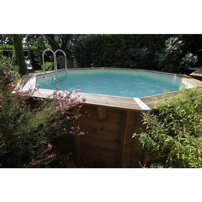 Piscine En Bois Octogonale Ubbink Océa 5,80 X 1,30 M - Liner Beige 4 Piscine En Bois Octogonale Ubbink Océa 5,80 X 1,30 M - Liner Beige – Image 4