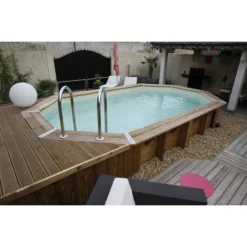 Piscine En Bois Octogonale Ubbink Océa 6,10 X 4,00 X 1,30 M - Liner Beige -Raviday Piscine 7504511 piscine bois octogonale ubbink ocea 400x610 beige ambiance 3