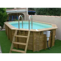 Piscine En Bois Octogonale Ubbink Océa 5,50 X 3,55 X 1,20 M - Liner Beige -Raviday Piscine 7504594 piscine bois octogonale ubbink ocea 355 550 beige echelle 2