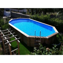 Piscine En Bois Octogonale Ubbink Azura 7,50 X 4,00 X 1,30 M - Liner Bleu -Raviday Piscine 7504717 piscine bois octogonale ubbink azura 400 750 bleu ambiance