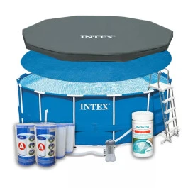 Pack Piscine Tubulaire Intex Metal Frame Ø 4,57 X H 1,22 M + Essentiels 1 Pack Piscine Tubulaire Intex Metal Frame Ø 4,57 X H 1,22 M + Essentiels