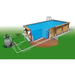 Piscine En Bois Rectangulaire Ubbink Azura 4,30 X 3 X 1,26 M - Liner Bleu -Raviday Piscine piscine azura ubbink 430 300 126 bleu 3