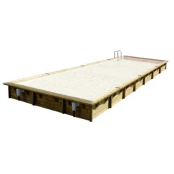 Piscine En Bois Rectangulaire Ubbink Linéa 11,00 X 5,00 X 1,40 Cm - Liner Beige