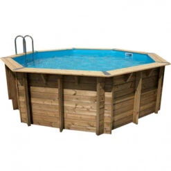 Piscine En Bois Octogonale Ubbink Océa 5,80 X 1,30 M - Liner Bleu