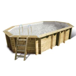 Piscine En Bois Octogonale Ubbink Océa 5,50 X 3,55 X 1,20 M - Liner Gris