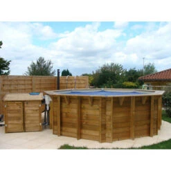 Piscine En Bois Octogonale Ubbink Océa 5,80 X 1,30 M - Liner Beige