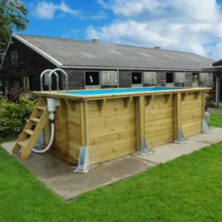 Piscine En Bois Rectangulaire Ubbink Linéa 4,50 X 2,50 X 1,40 M - Liner Gris -Raviday Piscine piscine bois urban pool 450 x 250 x h140m 1