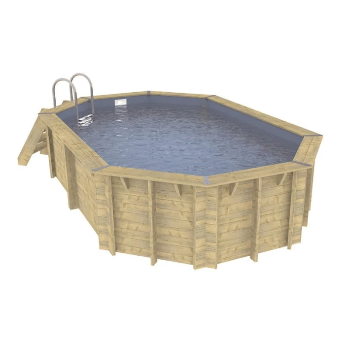 Piscine En Bois Octogonale Ubbink Azura 4,90 X 3,55 X 1,30 M - Liner Bleu 1 Piscine En Bois Octogonale Ubbink Azura 4,90 X 3,55 X 1,30 M - Liner Bleu