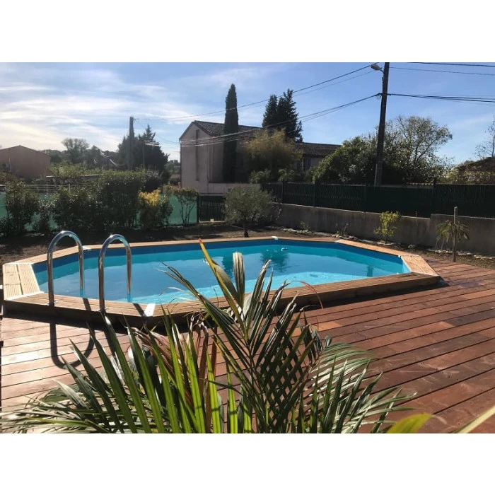 Piscine En Bois Octogonale Ubbink Azura 6,10 X 4 X 1,20 M - Liner Bleu 2 Piscine En Bois Octogonale Ubbink Azura 6,10 X 4 X 1,20 M - Liner Bleu – Image 2