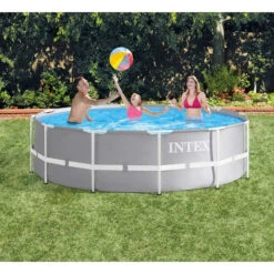 Piscine Tubulaire Ronde Intex Prism Frame 3,66 X 0,99 M -Raviday Piscine raviday piscine tubulaire ronde intex prism frame 366 x 99 cm gris ambiance